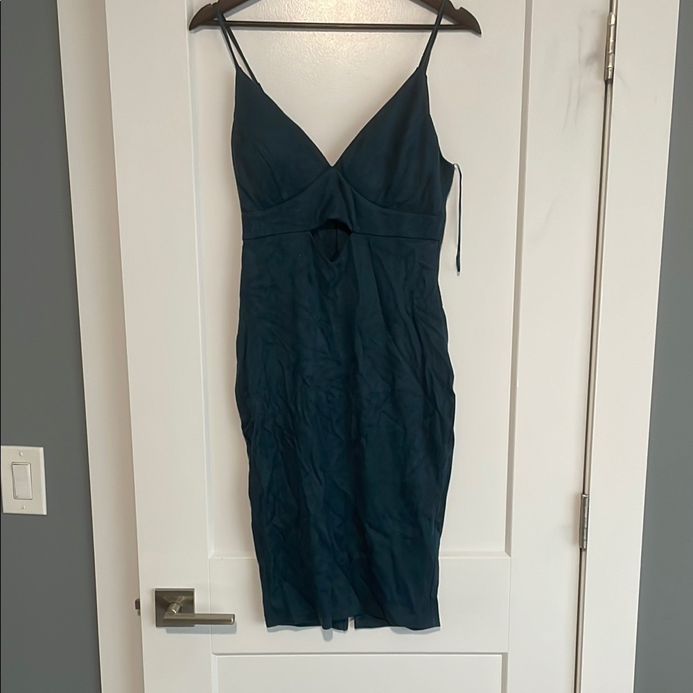 Elegant Navy Blue Spaghetti Strap Dress
